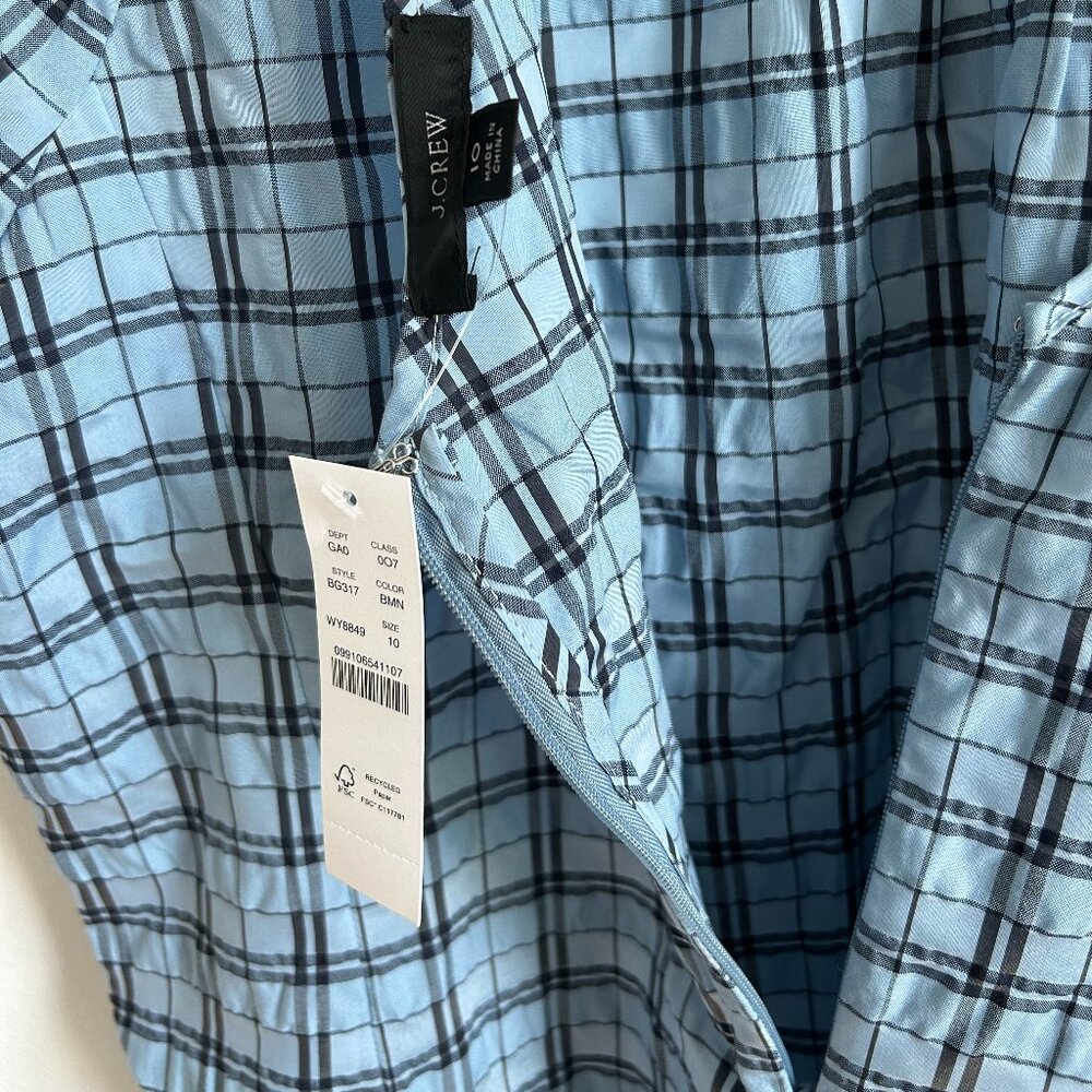 J. Crew Short Sleeve Blue and Black Blouse Size 10 NEW - Picture 2 of 5
